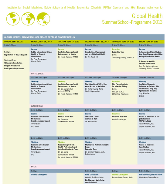 Global Health Summer School 2013 Programme
